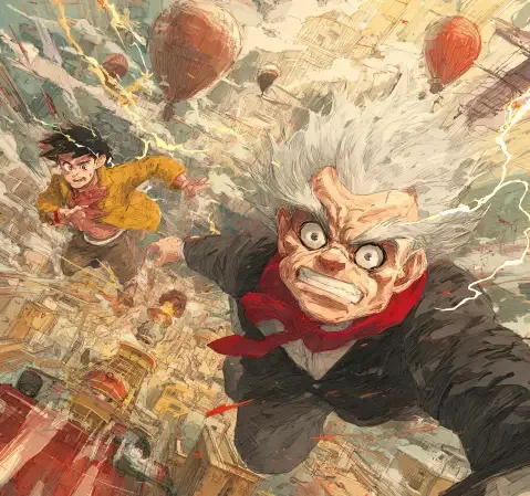 漫画讨论场景中的人物正在翻阅书籍与对话气泡